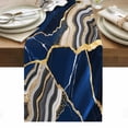 thumbnail image 1 of Blue Marble Table Runner - 48 Inch Long, Kitchen Dining Table Runner Dresser Scarves, Grey Gold Texture Vintage Farmhouse Art Farmhouse Decor for Coffee Tables Wedding Party Banquet, 1 of 8