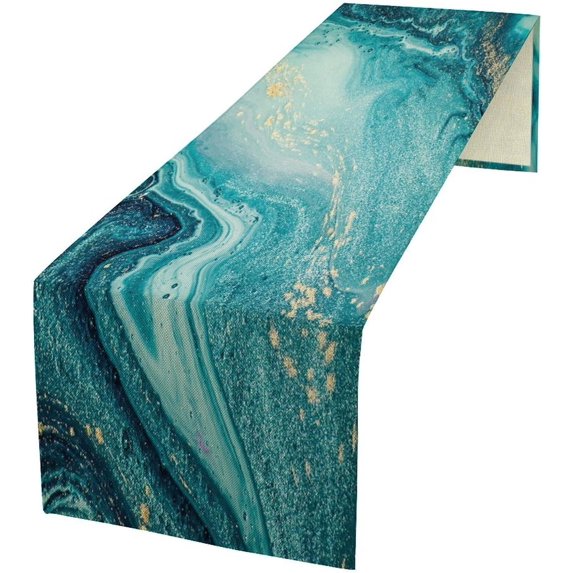 Blue Marble Table Runner Ocean Art Natural Pattern Table Runner Table ...