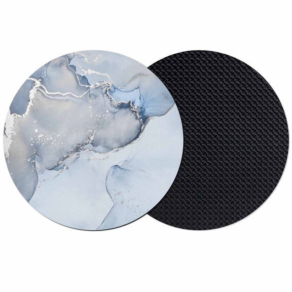 Blue Marble Texture Coasters for Drinks,Absorbent Non Slip Rubber Drink Coasters Set of 2 for Cup,Table,Bar,Home Decor, Abstract Silver Lines