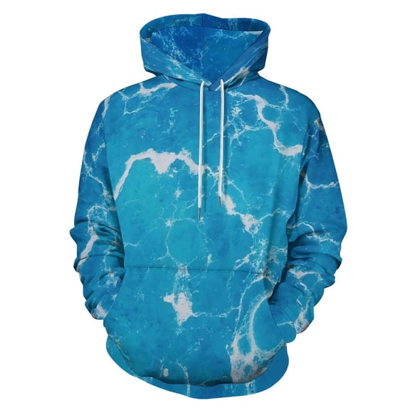 Blue Marble Texture Men's Women Vintage 3D Hooded Sweatshirt - All-Season Loose Fit Streetwear