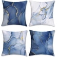 thumbnail image 1 of Blue Marble Throw Pillow Covers 18 x 18 Inch Abstract Marble Blue and Gold Modern Decorative Pillows Soft Velvet Cushion Cases for Couch Sofa Bed Home Decor Set of 4, 1 of 6