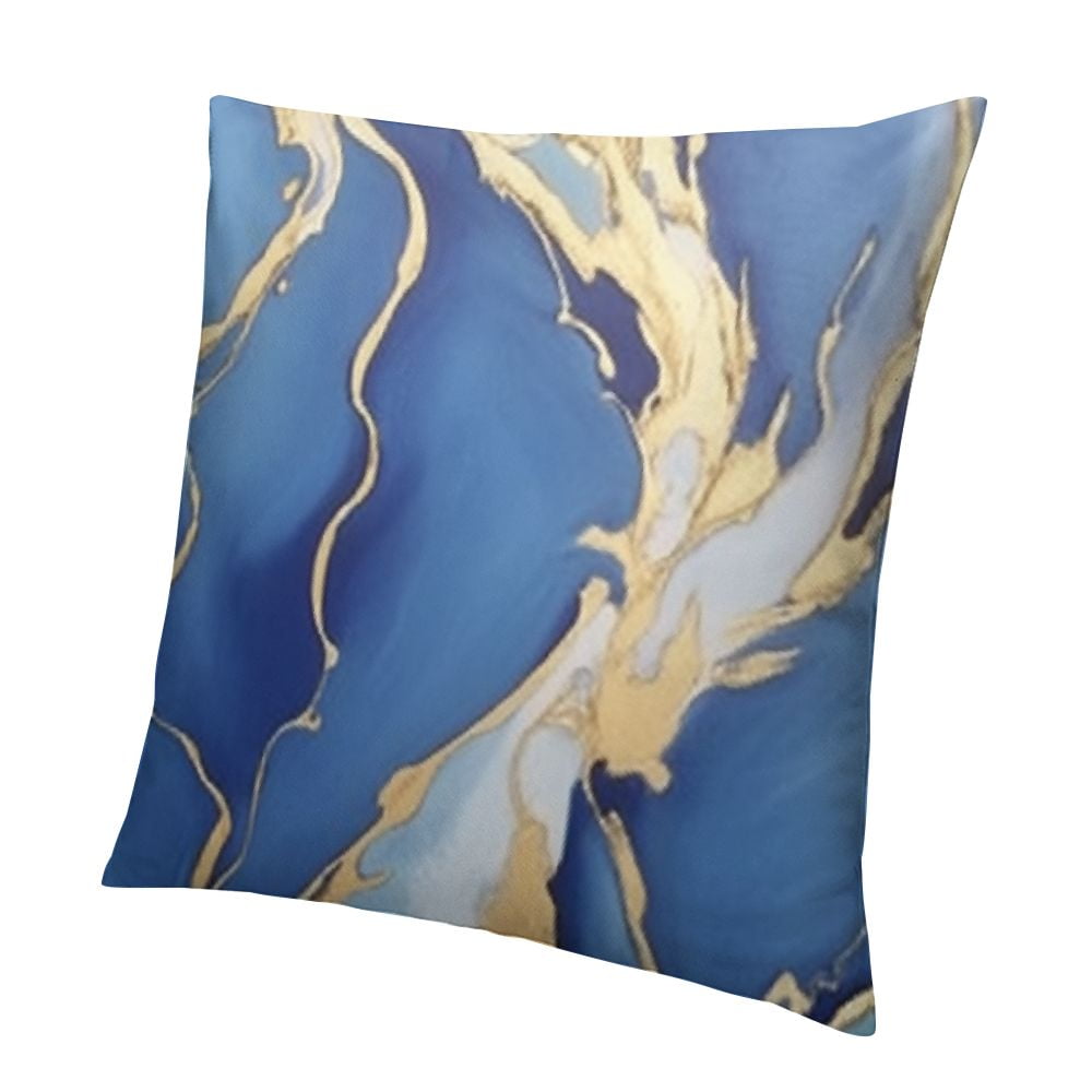 Blue Marble Throw Pillow Covers Abstract Marble Blue and Gold Modern