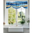 thumbnail image 1 of Blue Marble Tie Up Valances Curtain, Adjustable Kitchen Abstract Ocean Waves Gold Stripes Modern Valances for Windows Decor, Rod Pocket Short Curtains Set for Bedroom/Bathroom, 42"x18", 1 of 9