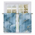 thumbnail image 1 of Blue Marble Tier Curtains, Ink Painting Art Yellow Modern Light Filtering Kitchen Curtains, 2Pcs Rod Pocket Half Window Treatments Panels for Sink Cafe Cabinet Basement 27.5x45 Inches, 1 of 9