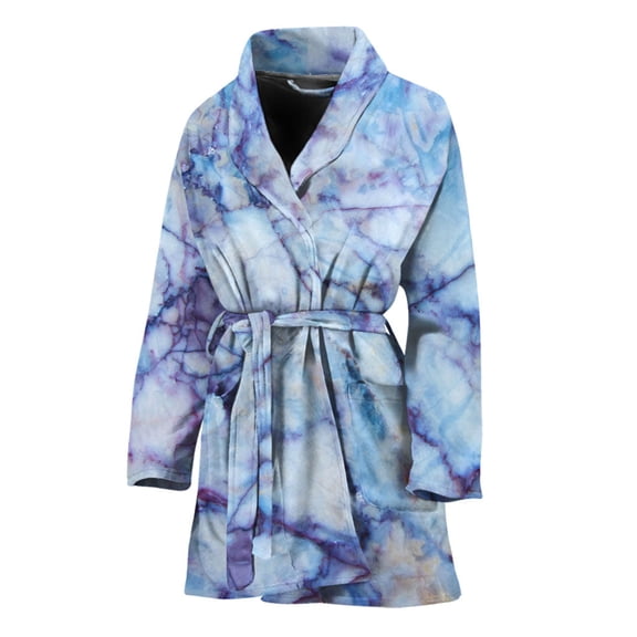 Blue Marble Women Bathrobe One Size Univeral Fits Fashion Lightweight Plush Fleece Long Robe For Women