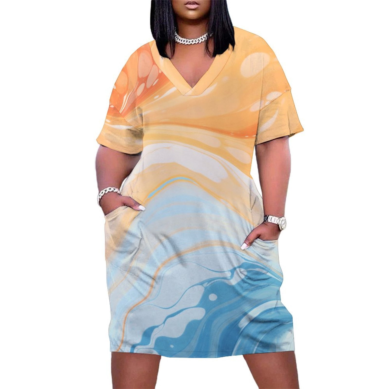 Blue Marble Women's Summer Short Sleeve Casual Dresses Party Dress -  Walmart.com