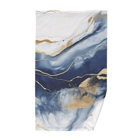 Blue Marble with Gold Cotton Face Towels Absorbent Hand Towel Soft Bathroom Towel for Kitchen Hotel Decoration