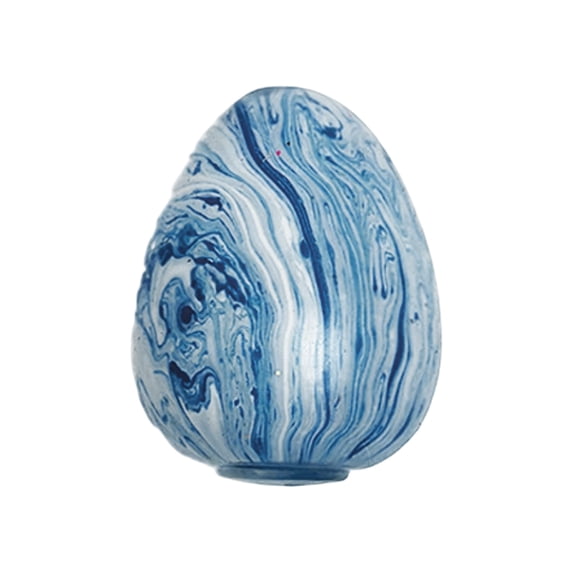 Blue Marbled Egg Squishy Toy with Slow Rising Relaxation Design, Single Piece, for Easter Basket Stuffers, Sensory Squeeze Toy