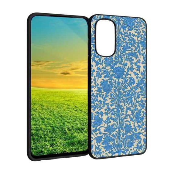 Blue-Marigold-William-Morris-Fine-Art-s-Vintage-Flower-Pattern Phone Case, Degined for Motorola Moto G Stylus 4G 2022 Case Men Women, Flexible Silicone Shockproof Case for Motorola Moto G Stylus 4G 2