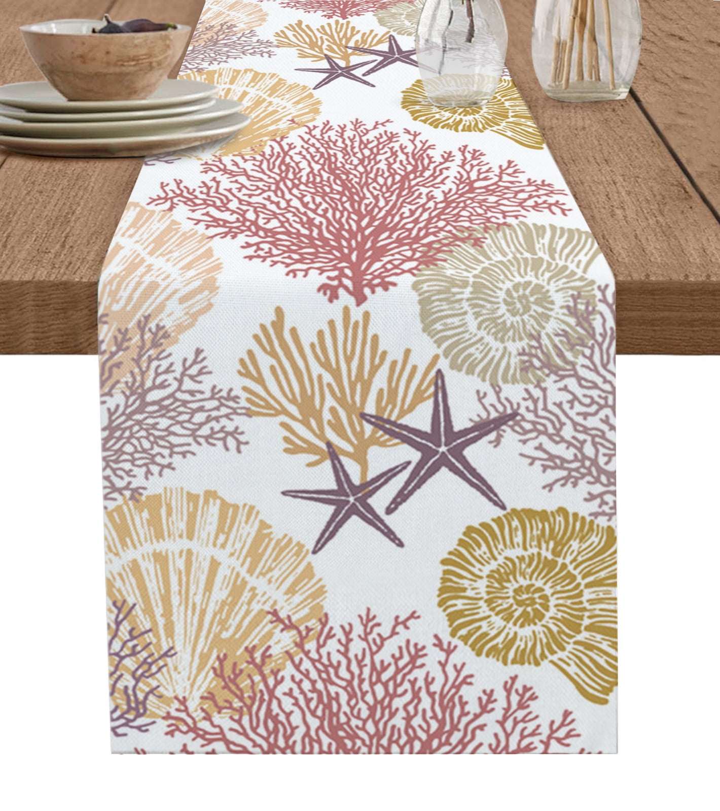 Blue Marine Coral Shells Star Table Runner Wedding r Table Cover
