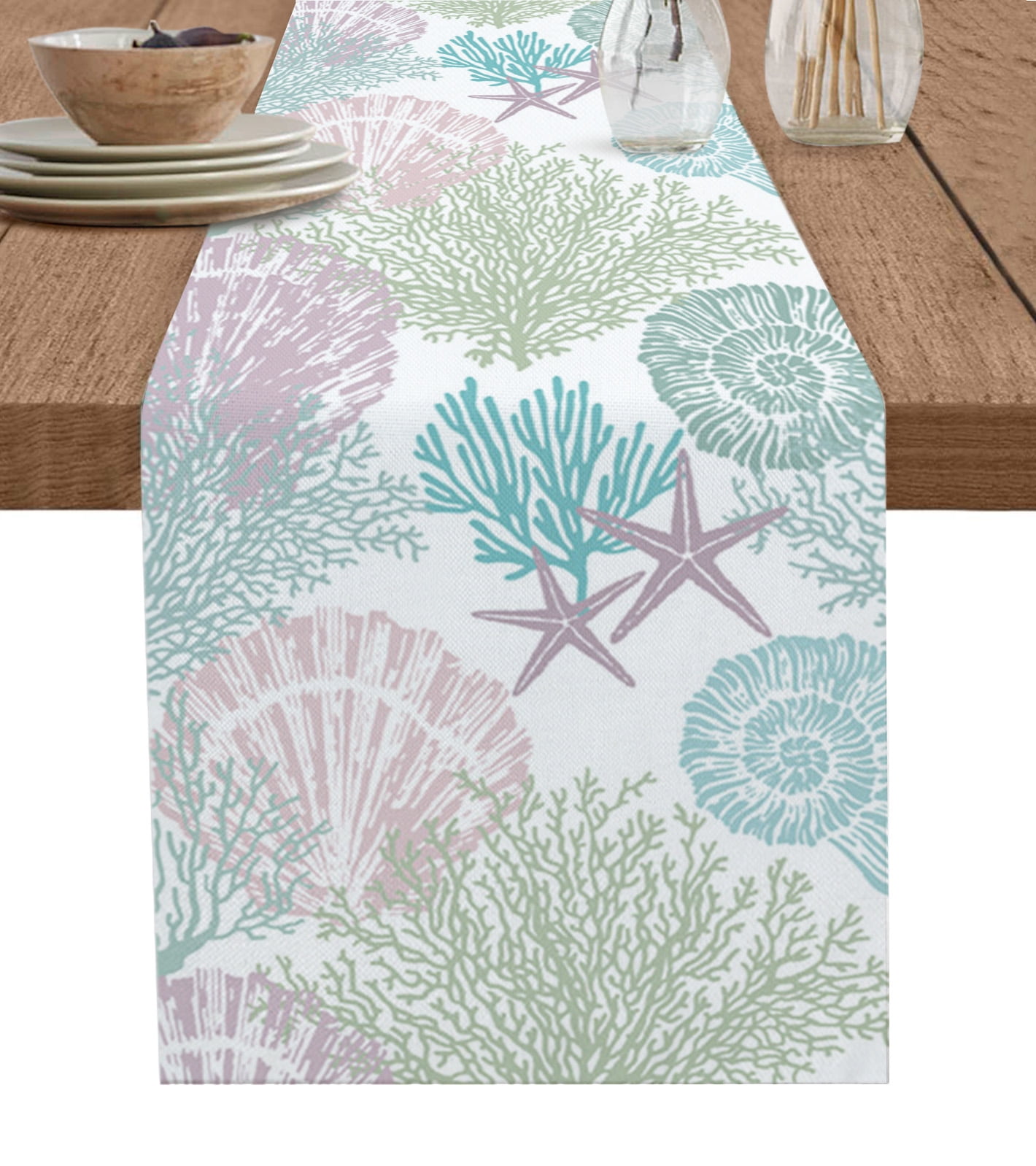 Blue Marine Coral Shells Star Table Runner Wedding r Table Cover