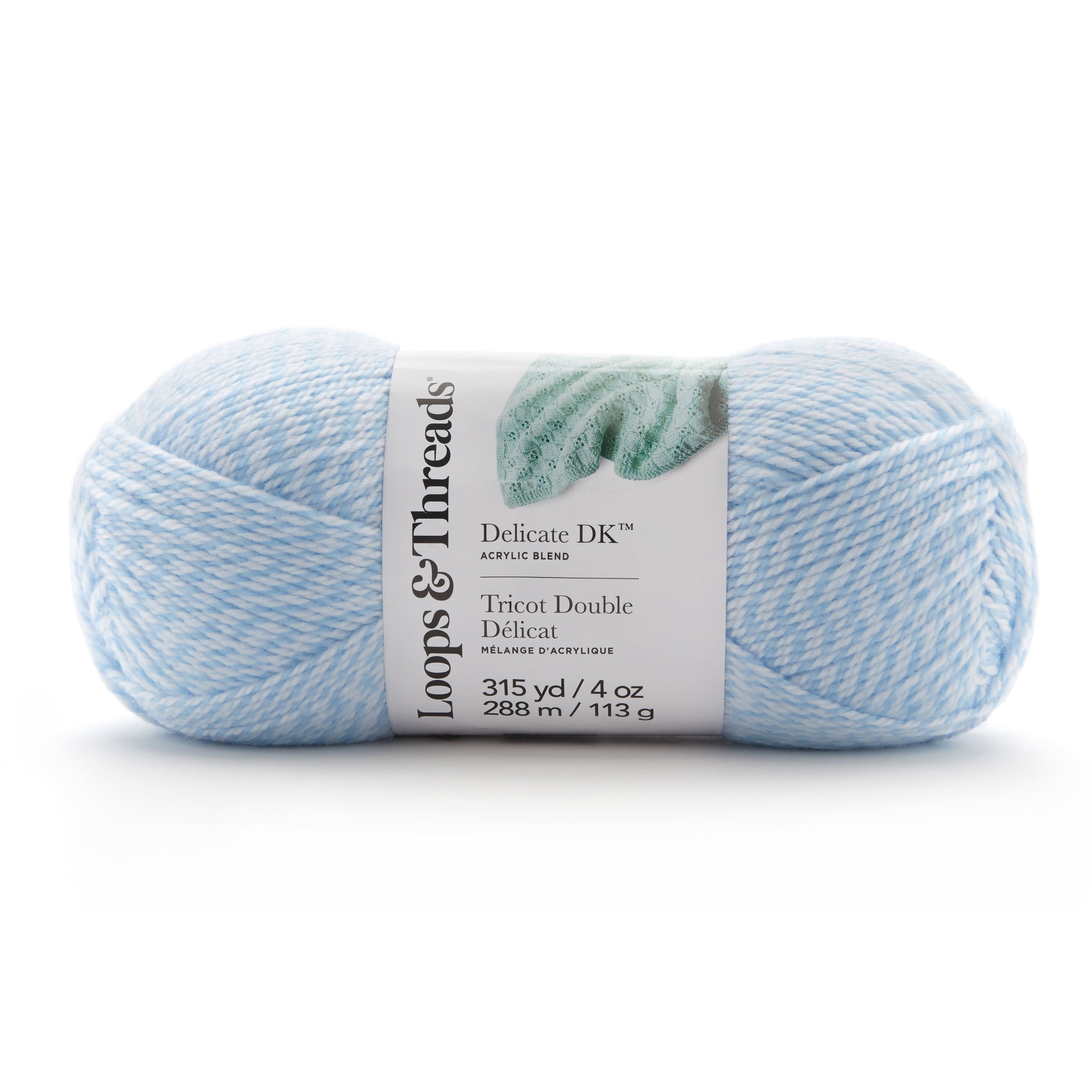 Loops & Threads Blue Marl Delicate DK Yarn - Light Weight Yarn for Knitting, Crochet, Weaving, Arts & Crafts, 15 Pack