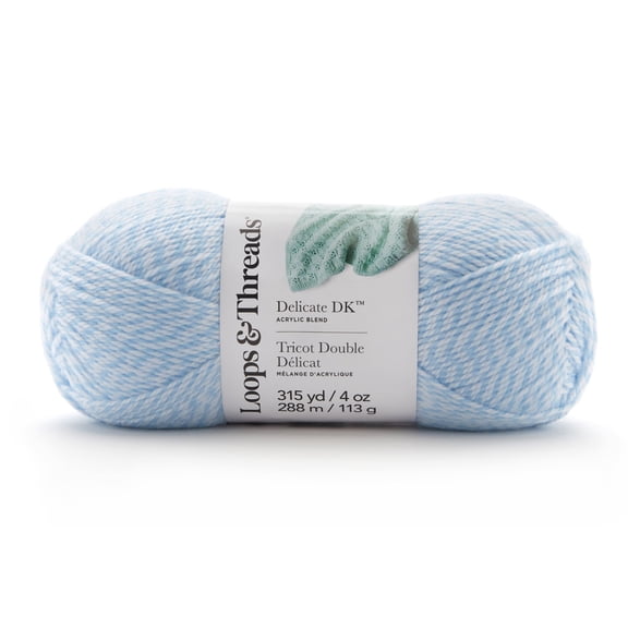 Loops & Threads Blue Marl Delicate DK Yarn - Light Weight Yarn for Knitting, Crochet, Weaving, Arts & Crafts, 15 Pack