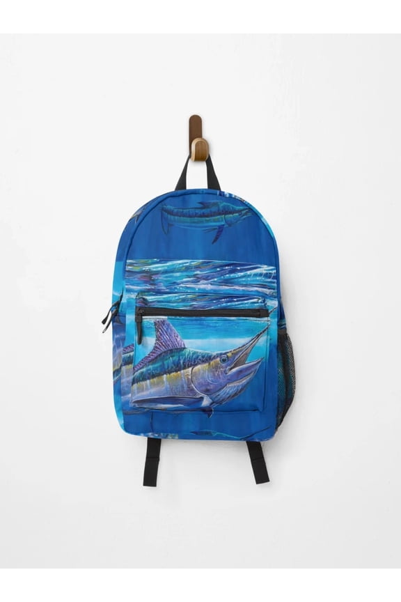 Blue Marlin Bite Backpack, Fishing Fans Backpack, Back To School Backpack