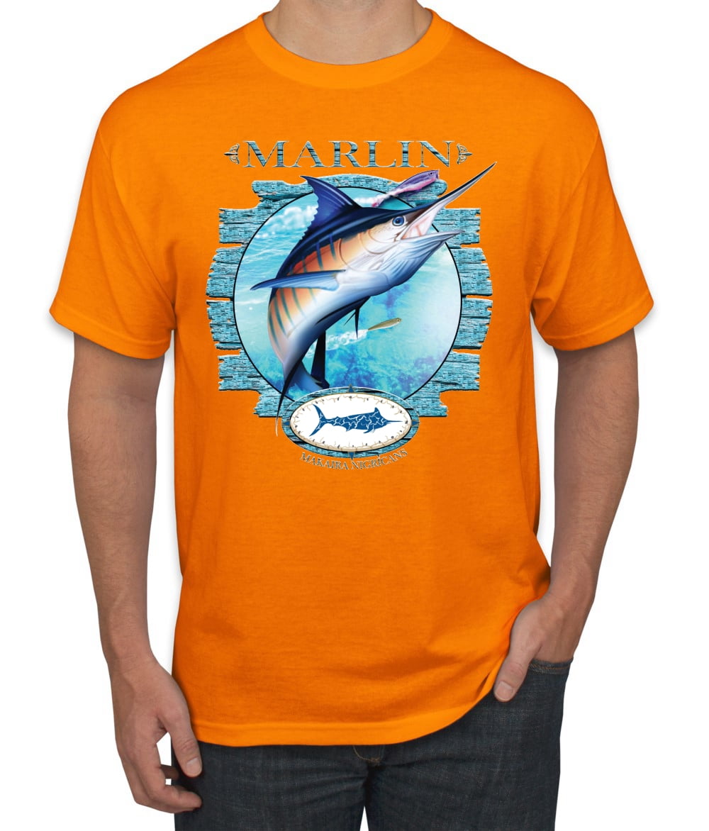 Blue Marlin Fish Men's Graphic T-Shirt, Light Blue, 2XL 