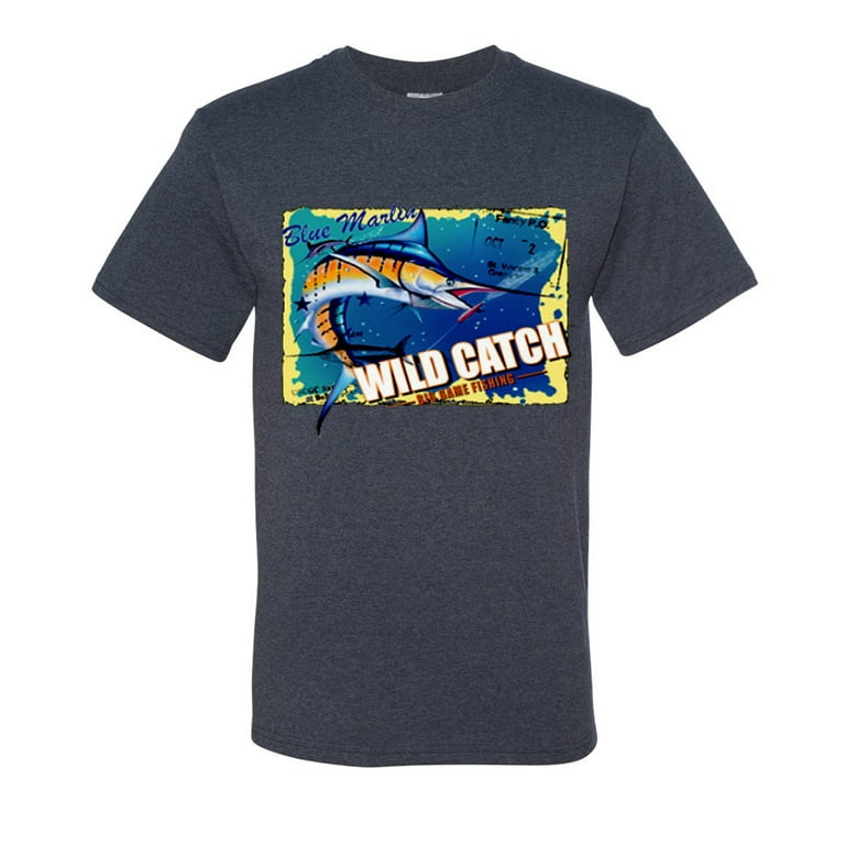 Blue Marlin Wild Catch Fishing Lovers Mens T-shirts , Vintage