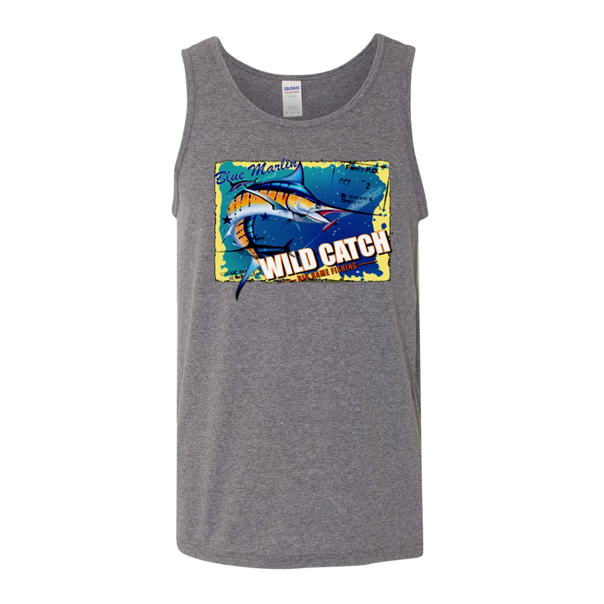 Blue Marlin Wild Catch Fishing Lovers Mens Tank Top, Navy Blue, Large