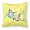 thumbnail image 1 of Blue Marlin on Yellow Fabric Decorative Pillow, 1 of 4