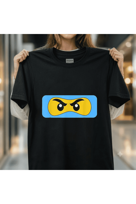 Blue Martial Arts Ninja Face Family Birthday Party Graphic Unisex T-Shirt, up to size 5XL