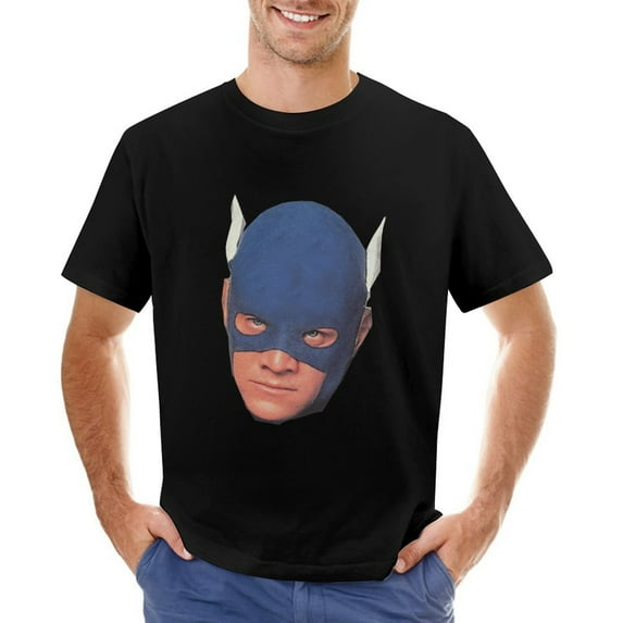 Blue Masked Character Men’s T-Shirt 100% Cotton Casual Short Sleeve Tops Gift Tee Black S