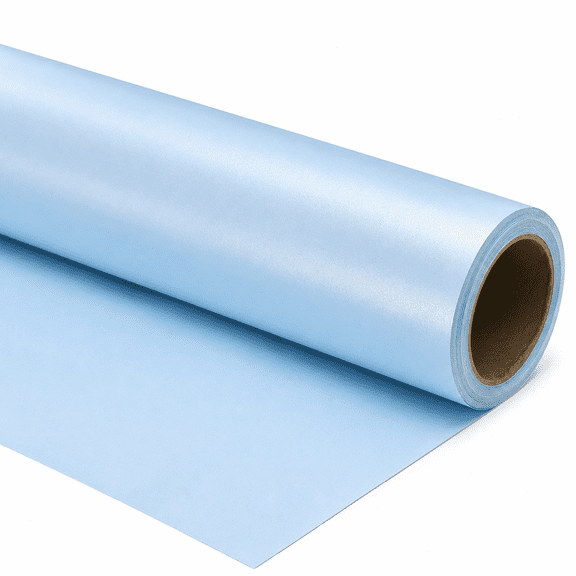 Blue Matte Wrapping Paper - Solid Color Pearly - Lustre Paper - 17 Inches X 32.8 Feet