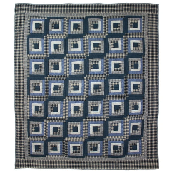 Blue Maze, Hand cut and Patchwork cotton fabric blocks,handmade Quilted quilt - King