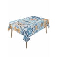 thumbnail image 1 of Blue Mediterranean Table Cloth, Waterproof Tablecloth for Rectangle Tables, Vintage Moroccan Tiles Texture Reusable Washable Fabric Table Cover for Restaurant Kitchen Dining Tables 60"x120", 1 of 9