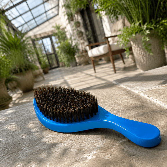 Blue Medium Wave Oval Hair Brush with 100% Bristles for 360 Hair Care