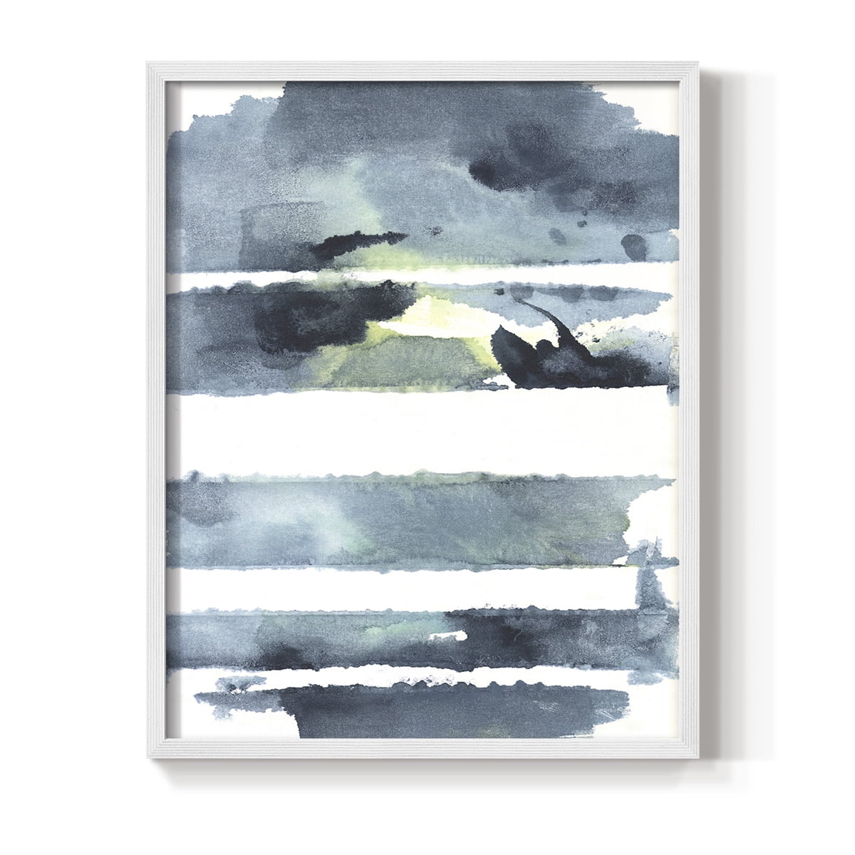 Blue Memories I Framed Print in White Solid Wood Framed Print No Nail Hanging
