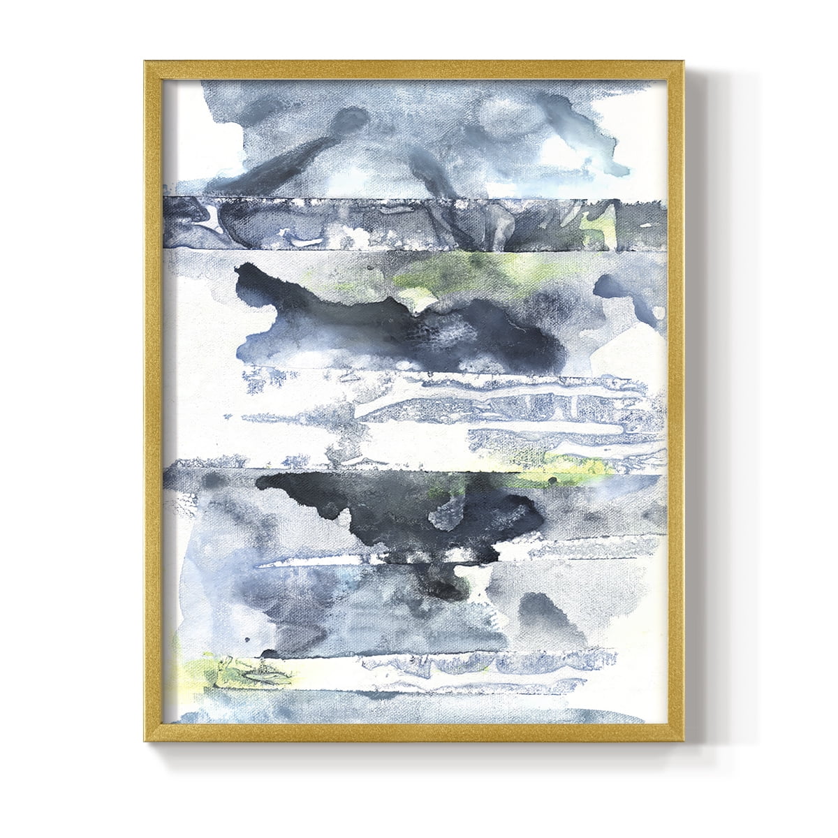 Blue Memories II Framed Print in Gold Solid Wood Framed Print No Nail Hanging