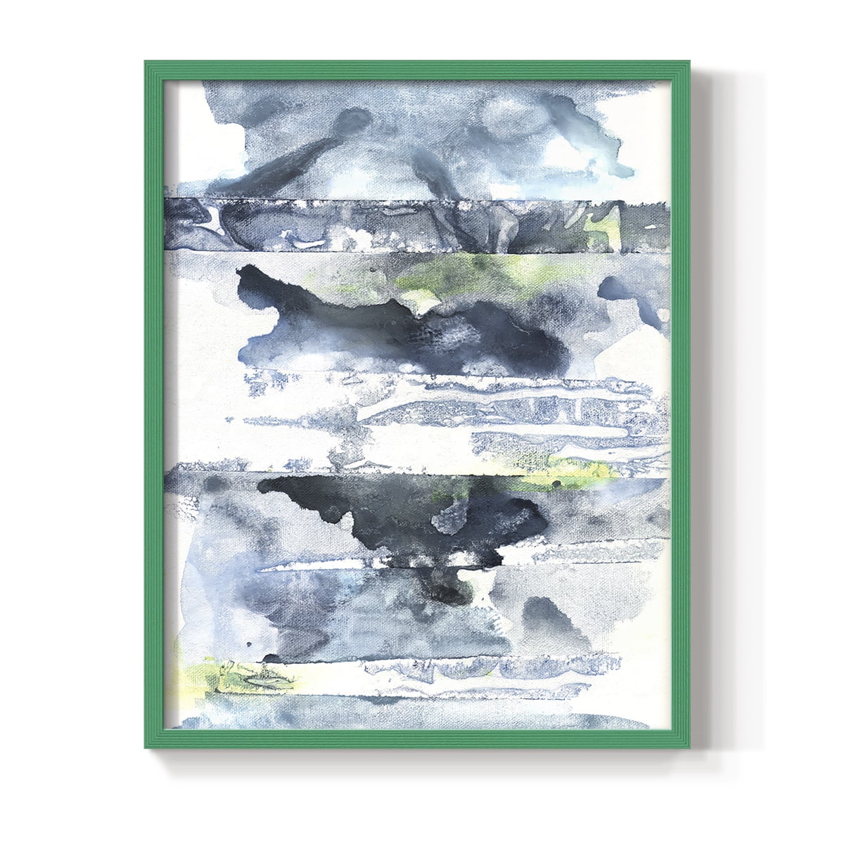 Blue Memories II Framed Print in Green Solid Wood Framed Print No Nail Hanging