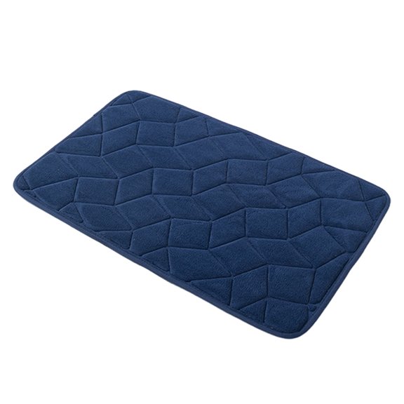 Blue Memory Foam Bathroom Mat For Toilet Area Super Absorbent Non Skid Quick Dry 15.7X23.6In