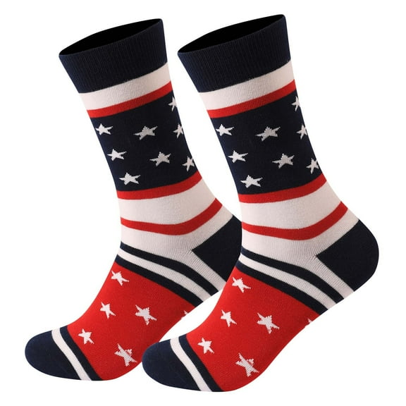 Blue Men Independence Day Socks Comfort Breathable Mid Length Socks Patriotic Holiday Wear Blue One Size