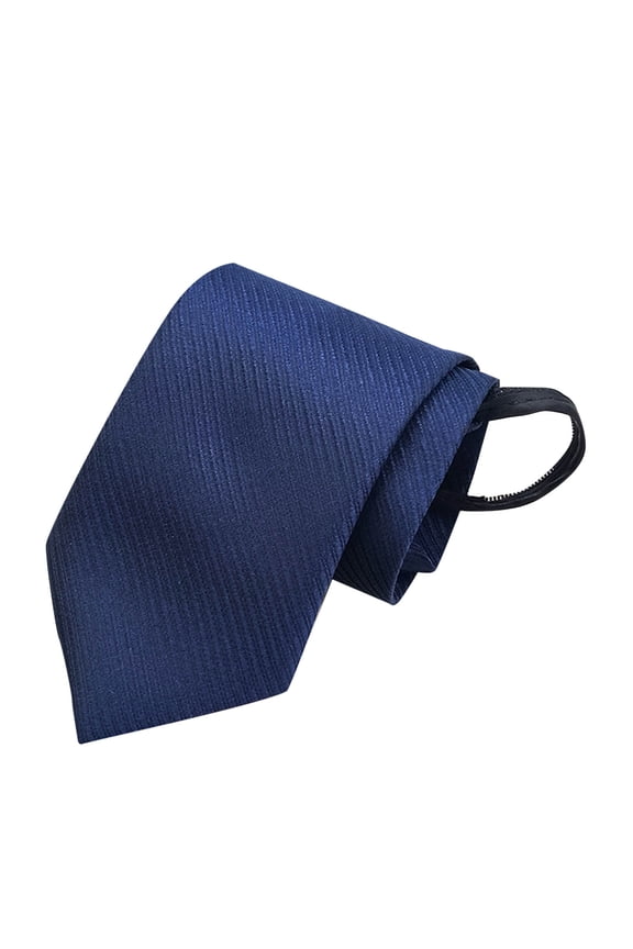 Blue Men'S No Tie Zipper Necktie With Quick Clip, Solid Design And Polyester Fabric For Formal And Daily Wear, 18.11X3.15X0.2In 0.25Lb