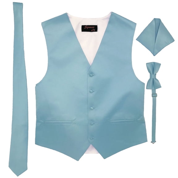 Blue Men's Satin Vest Spencer J's - XS