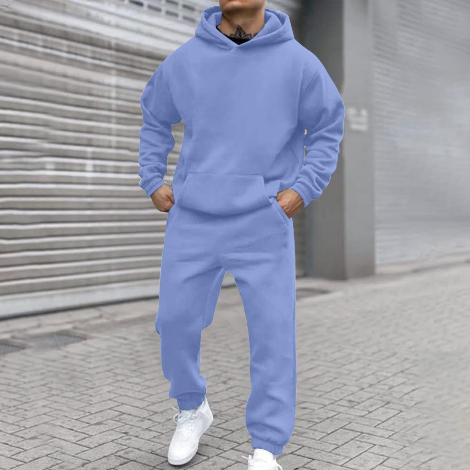 Blue Mens Sweatshirt Suits Hoodies Tracksuit Sweatsuits For Mens
