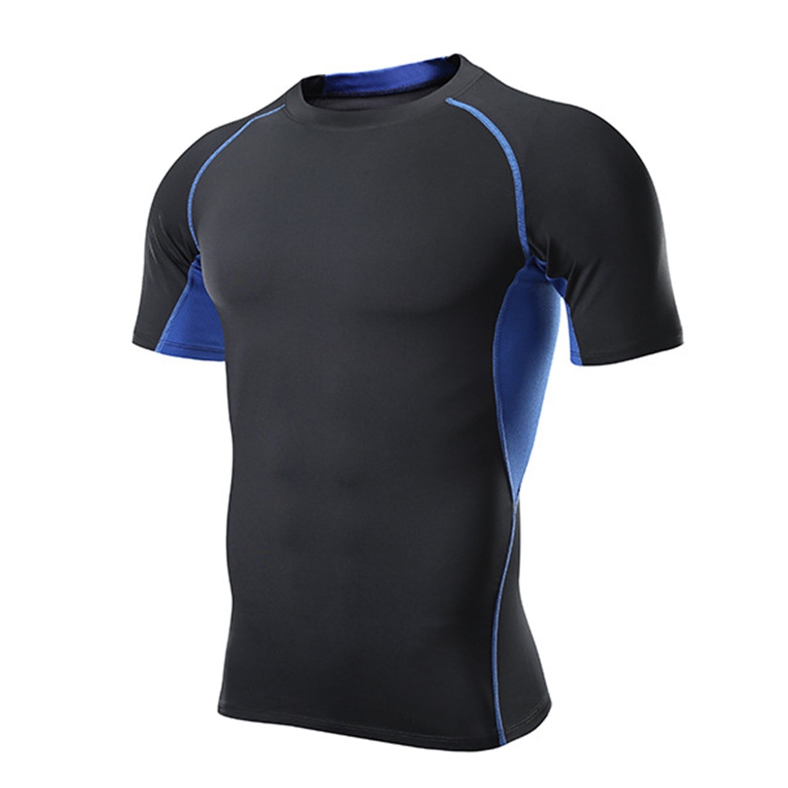 Blue Mens T-Shirts Compression Shirts Short Sleeve Athletic Compression ...