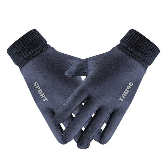Blue Mens Winter Warm Gloves Full Finger Thermal Touchscreen Windproof Gloves For Outdoor Activities 9.1 By 3.7 Inch 1 Pair Fleece Lined Thick Gloves For Cold Weather