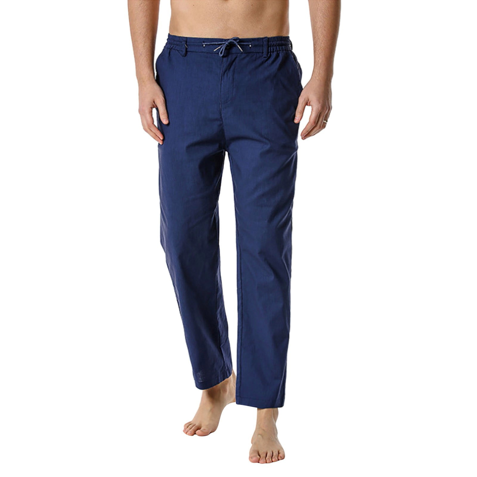 Blue Mens Workout Pants Casual Lightweight Elastic Waist Pants Loose ...