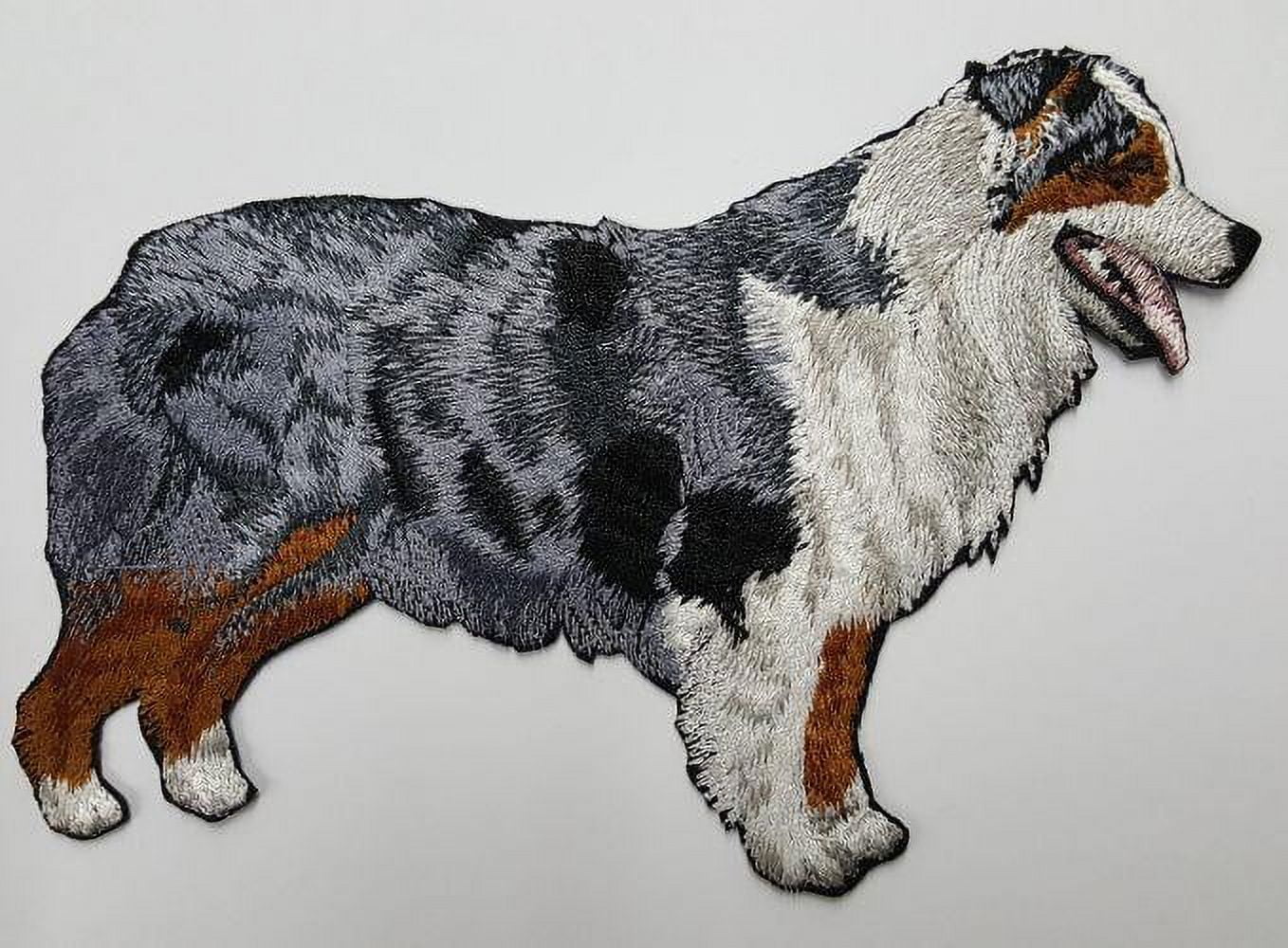 Blue Merle Aussie Australian Shepherd Dog Embroidered Patch (6.5" x 4.6") Iron on