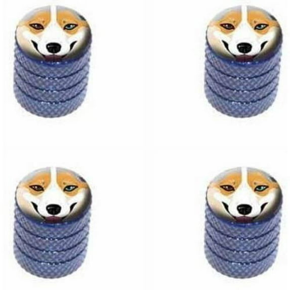 Blue Merle Tri Cardigan Welsh Corgi Face Dog Pet Tire Rim Wheel Aluminum Valve Stem Caps, Multiple Colors