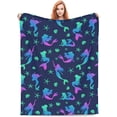 thumbnail image 1 of Blue Mermaid Blanket Throw Gifts for Girls Kids Neon Mermaid Shell Pattern Blankets Super Soft 3 4 5 6 7 8 9 10 Year Old Girl Gift Ideas Age 6-8 Mermaid Toys Gifts Sofa Couch Bed Travel 80"x 60", 1 of 6