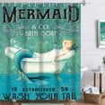 thumbnail image 1 of Blue Mermaid Ocean Shower Curtain Mermaid Bathroom Set 72Wx72L Inch Little Mermaid Shower Curtain Green Wash Your Tail Funny Bathtub Bubble Waterproof Polyester Fabric 12 Plastic Hooks, 1 of 6