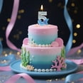 thumbnail image 1 of Blue Mermaid Tail Birthday Cake Candles, Number Candles with Holder, Paraffin Wax Celebration Supply, for Anniversary or Party Decor, 1 of 6