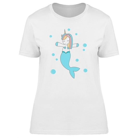 Blue Mermaid Unicorn T-Shirt Women -Image by Shutterstock, Female x-Large
