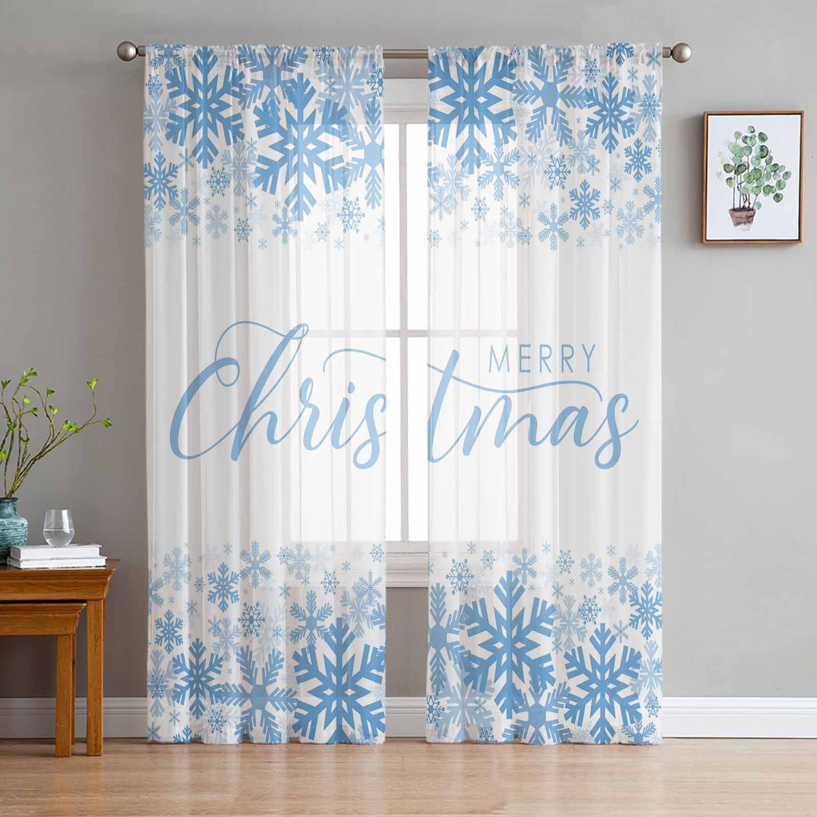 Blue Snowy Cheer Quilted Curtains NCU0TH3764