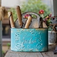 thumbnail image 1 of Blue Metal Basket Tool Organizer Flower Garden, 1 of 6