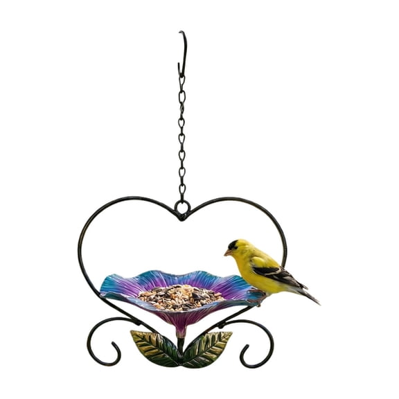 Blue Metal Bird Feeder Hanging Outdoor Garden Decorative Feeder for Attracting Birds Durable Rust Resistant Design Suitable for Backyard Patio Balcony Yard 1pc