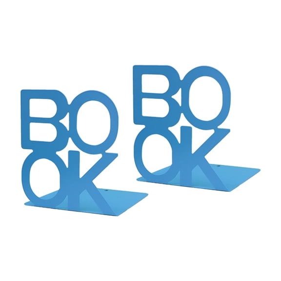 Blue Metal Book Ends Letter Design 2 Pieces 5.51X5.12X4.92 Inch Blue Decorative Heavy Duty For Bookrack Desk Office Home Library