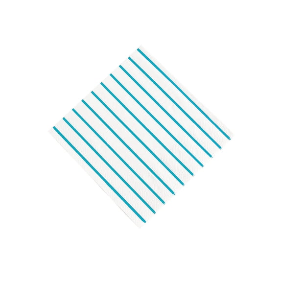 Blue Metallic Stripe Bev Nap - Party Supplies - 32 Pieces